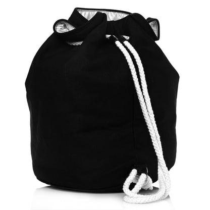 Chanel Canvas Drawstring Backpack Black White 2 of 9