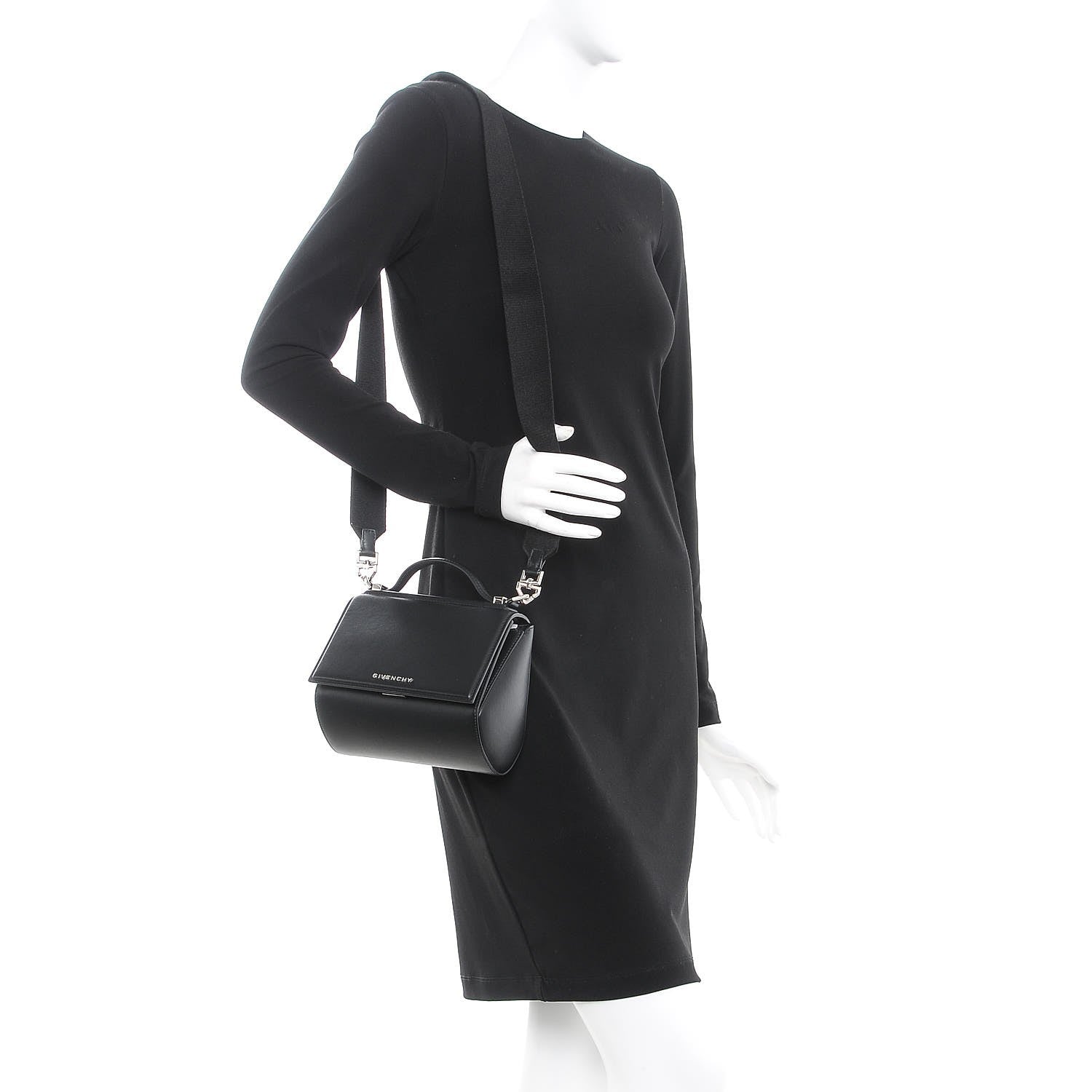 Givenchy Calfskin Mini Pandora Box Logo Strap Crossbody Bag Black 2 of 7