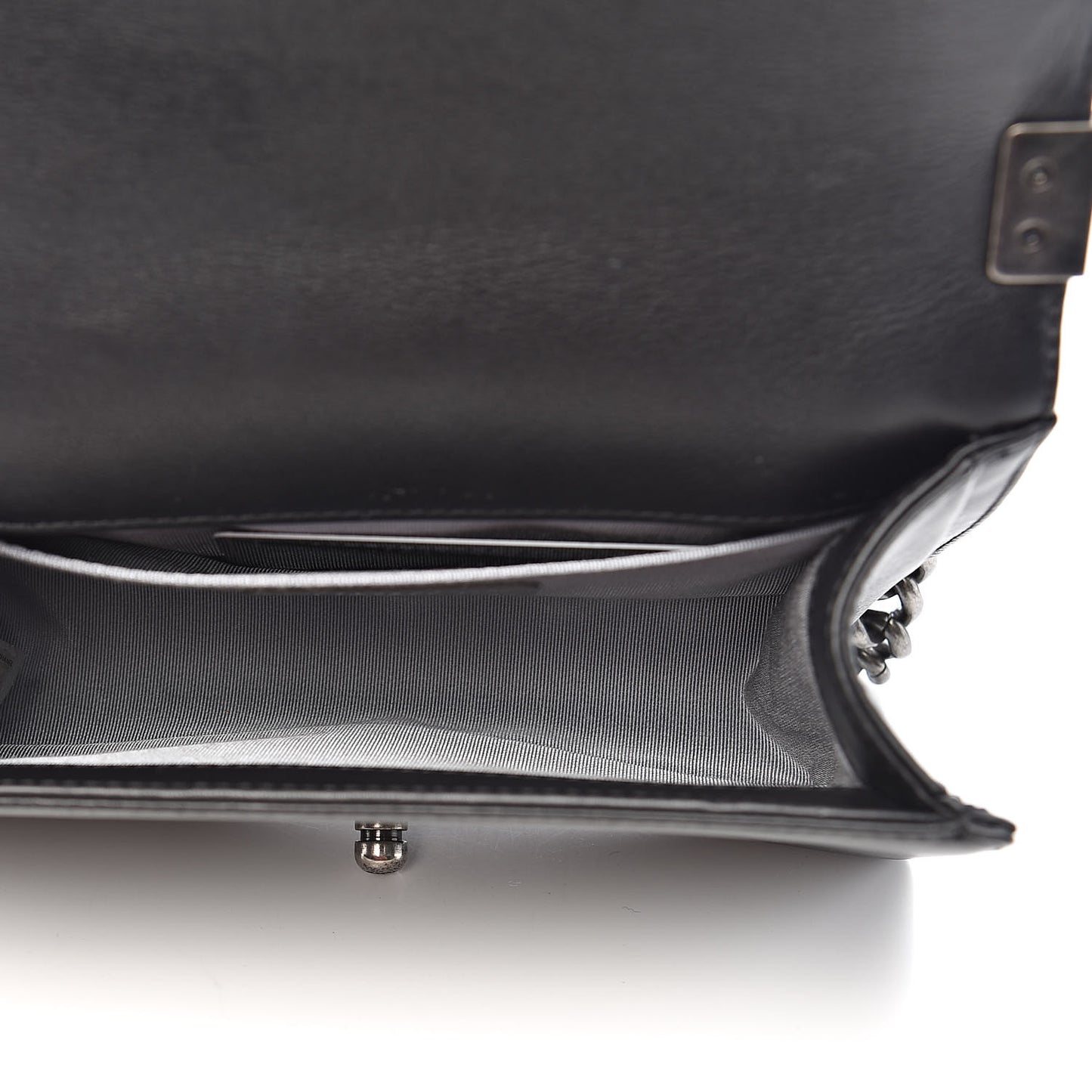 Calfskin Double Stitch Small Boy Flap Black