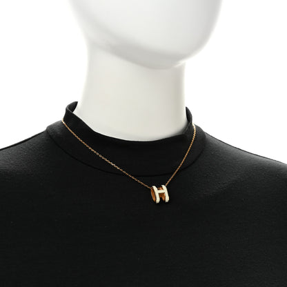 Hermes Lacquered Gold Pop H Pendant Necklace White 2 of 6