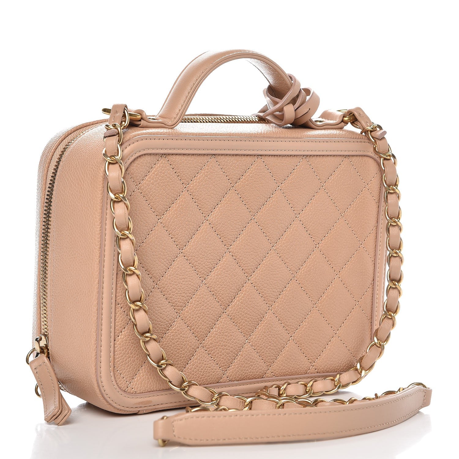 Chanel Caviar Quilted Medium CC Filigree Vanity Case Beige 3 of 8