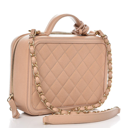 Chanel Caviar Quilted Medium CC Filigree Vanity Case Beige 3 of 8