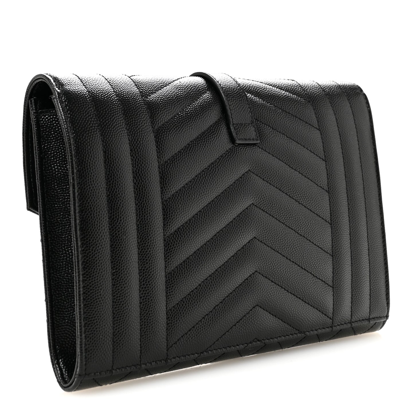 Grain De Poudre Textured Mixed Matelasse Triquilt Monogram Clutch Black