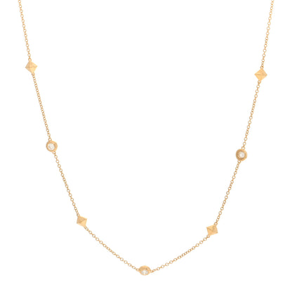 David Yurman 18K Yellow Gold Diamond Petite Modern Renaissance Station Necklace 1 of 4