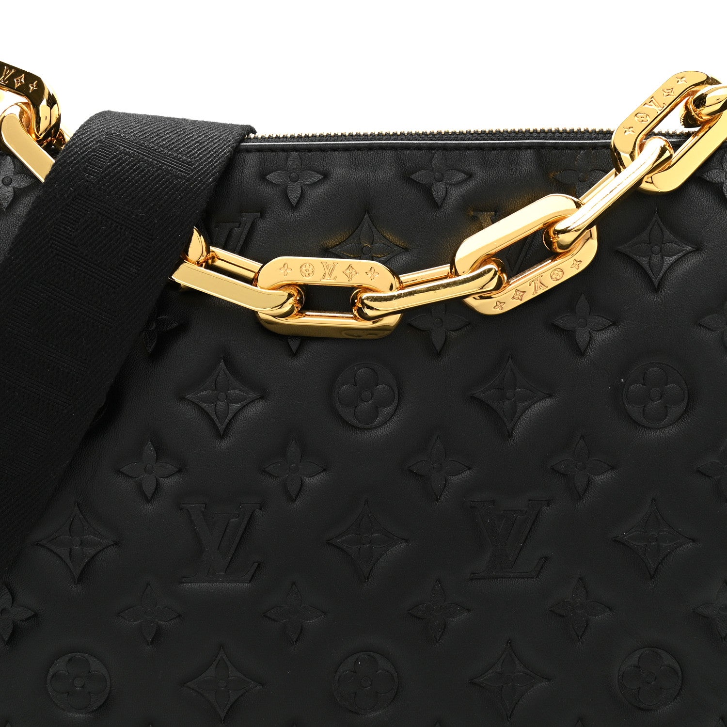 Louis Vuitton Lambskin Embossed Monogram Coussin MM Black 9 of 11