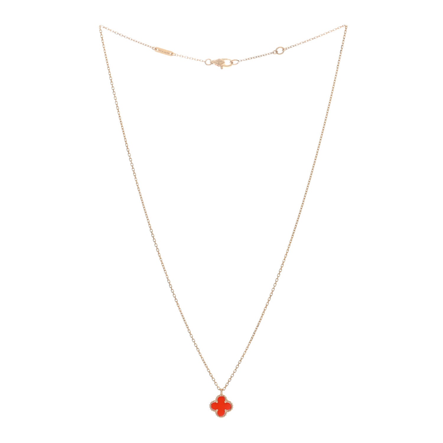 Van Cleef & Arpels VAN CLEEF & ARPELS 18K Rose Gold Carnelian Sweet Alhambra Pendant Necklace 3 of 5