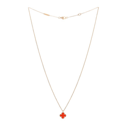 Van Cleef & Arpels VAN CLEEF & ARPELS 18K Rose Gold Carnelian Sweet Alhambra Pendant Necklace 3 of 5
