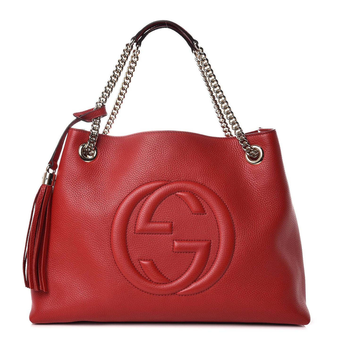 Cellarius Calfskin Medium Soho Chain Shoulder Bag Vibrant Red
