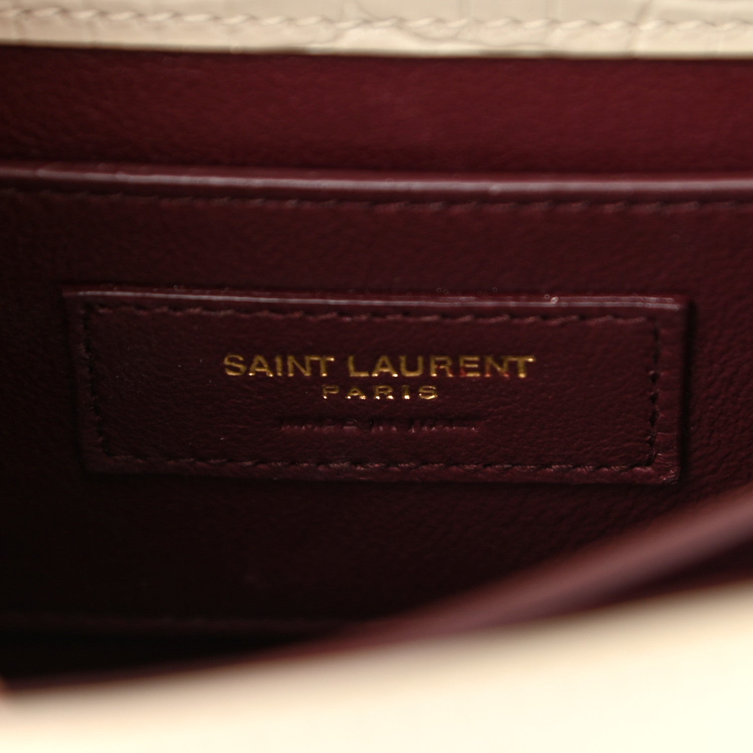 Saint Laurent Crocodile Embossed Mini Classic Monogram Cassandra Top Handle Crema Soft 7 of 12