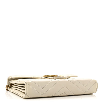 Gucci Calfskin Matelasse GG Marmont Chain Wallet Mystic White 4 of 11