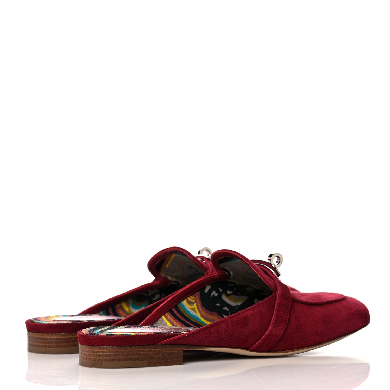 Hermes Velvet Goatskin Womens Oz Mules 36.5 Rouge Tibetain 4 of 9