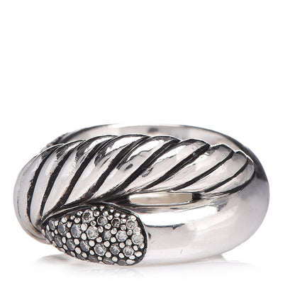 David Yurman Sterling Silver Diamond Crossover Cable Ring 54 7 3 of 5