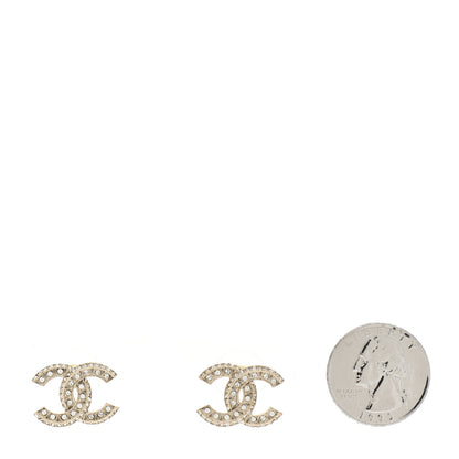 Chanel Crystal Timeless CC Earrings Light Gold 2 of 4