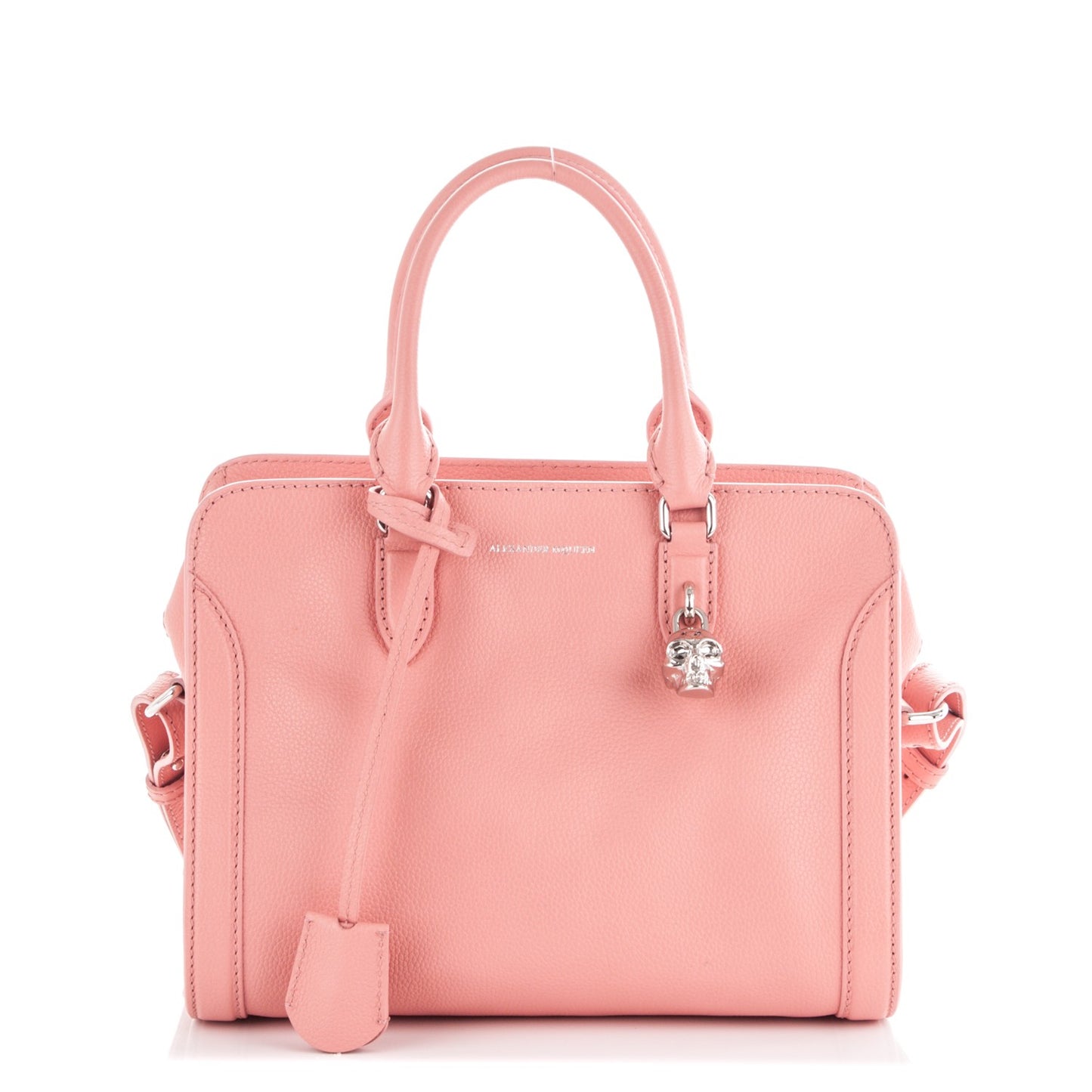 Pebbled Calfskin Small Skull Padlock Zip Around Tote Petal