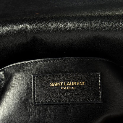 Saint Laurent Sheepskin Matelasse Chevron Monogram Large College Satchel Black 7 of 10