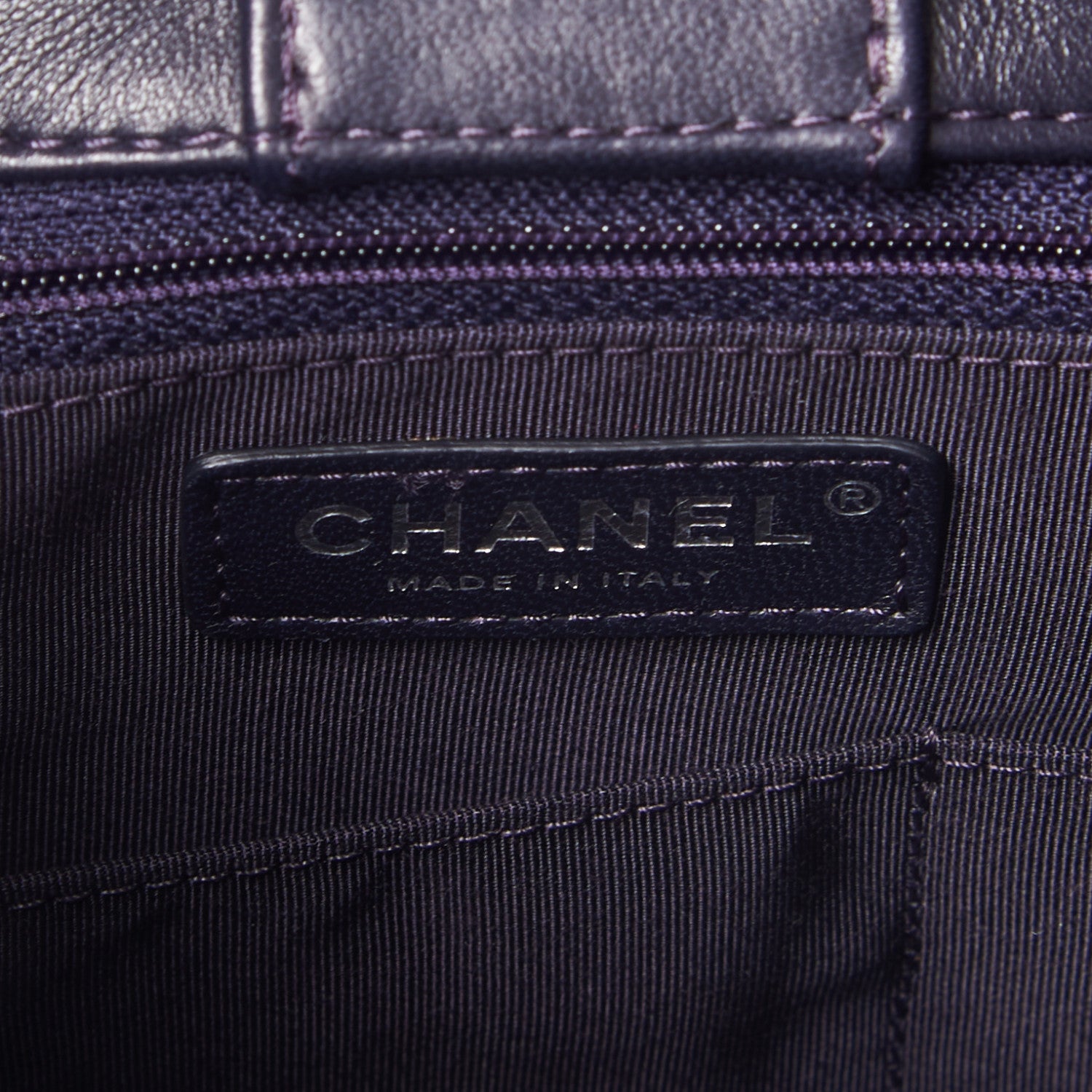 Chanel Lambskin Quilted Large Drawstring Shoulder Bag Dark Purple 8 of 10