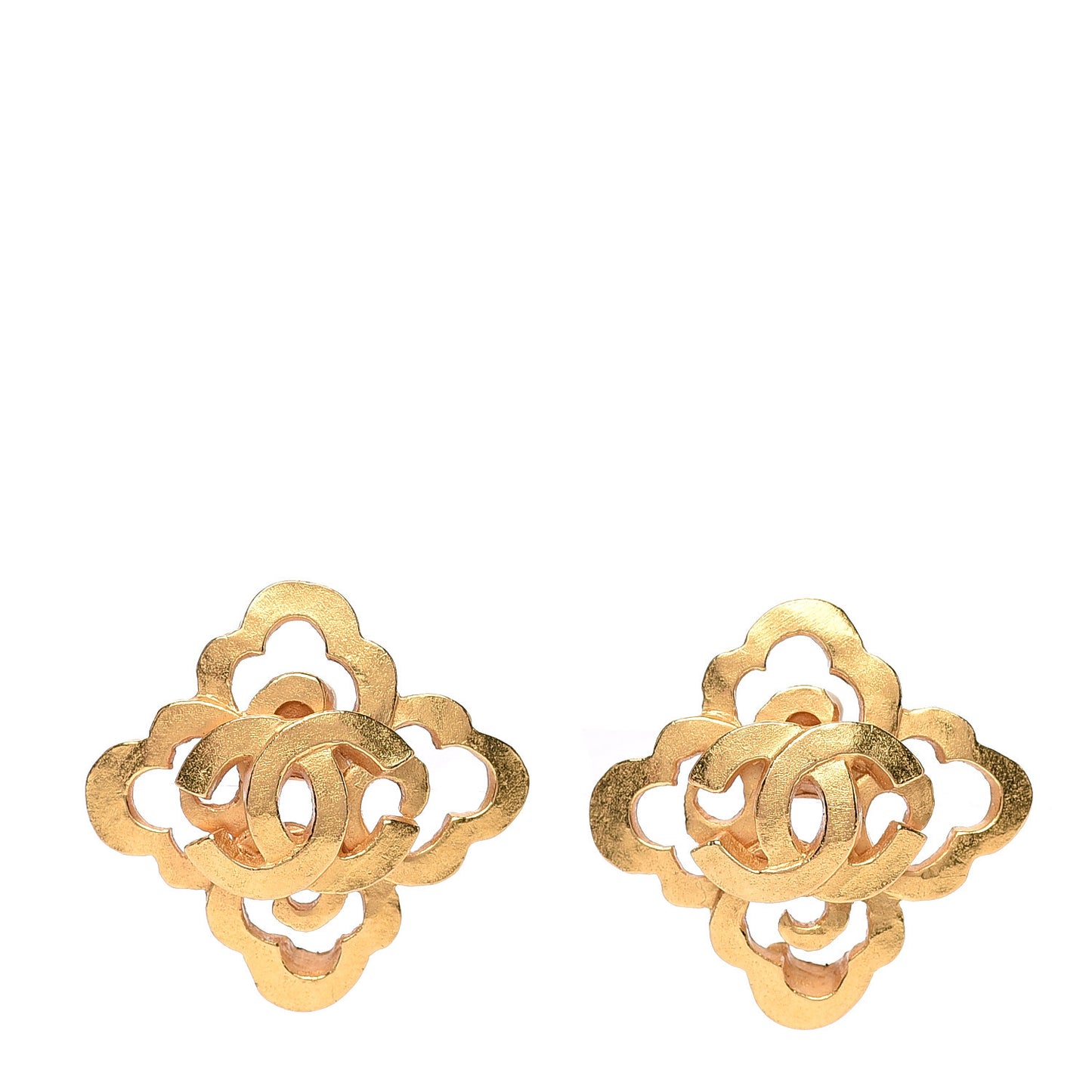 CC Cross Clip On Earrings Gold