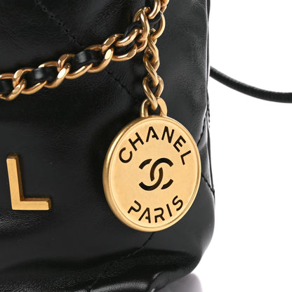 Chanel Shiny Calfskin Quilted Mini Chanel 22 Black 8 of 12