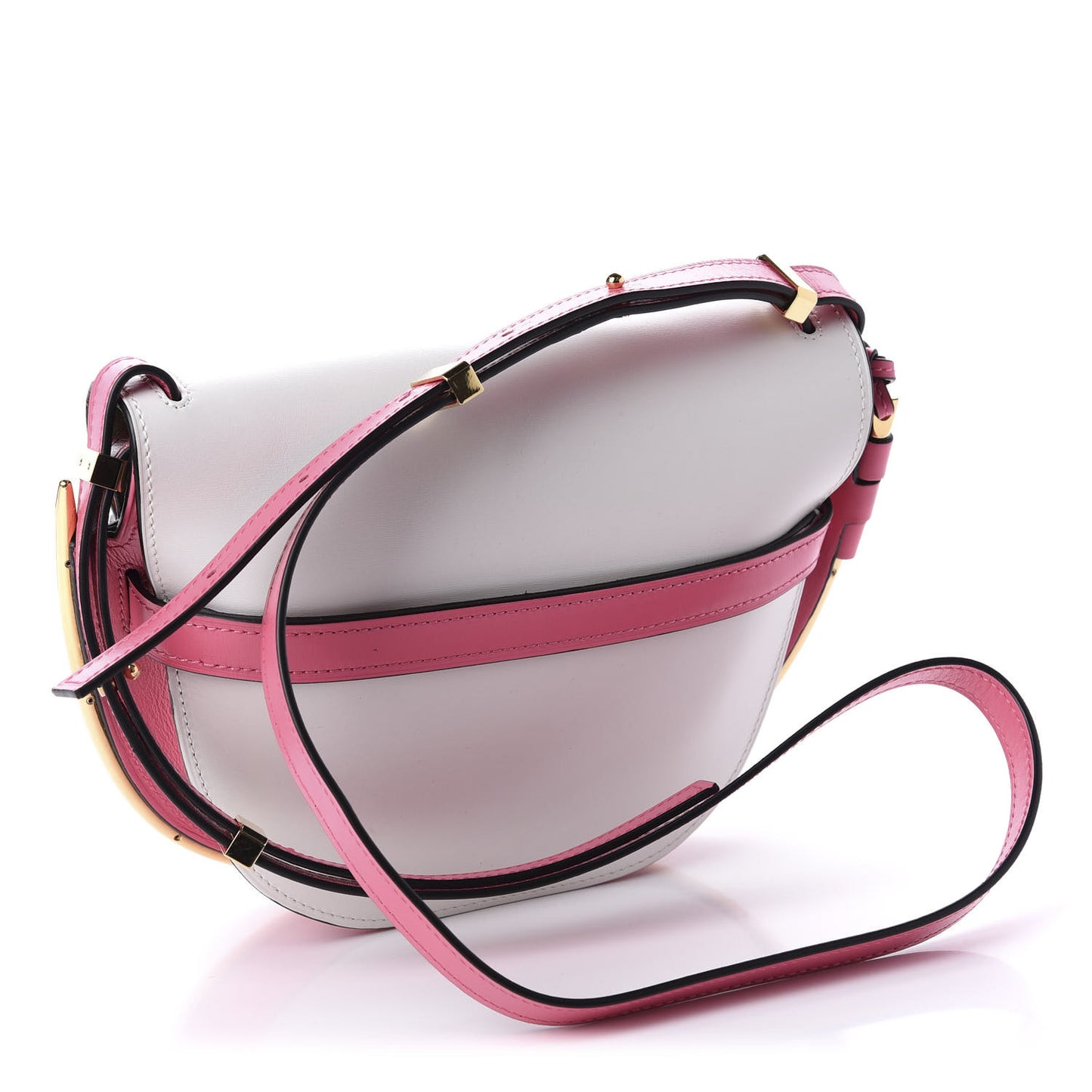 Calfskin Small Metal Gate Crossbody Bag Wild Rose White