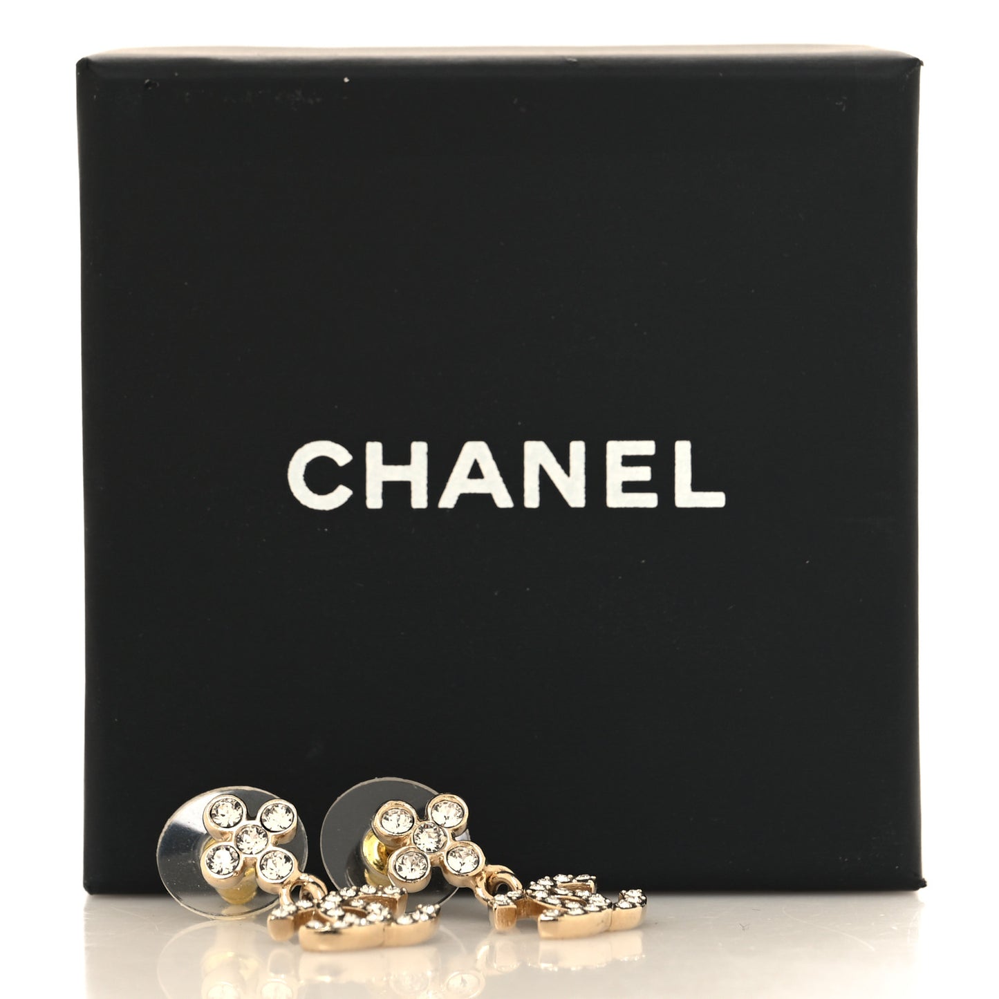 Crystal CC Drop Earrings Gold