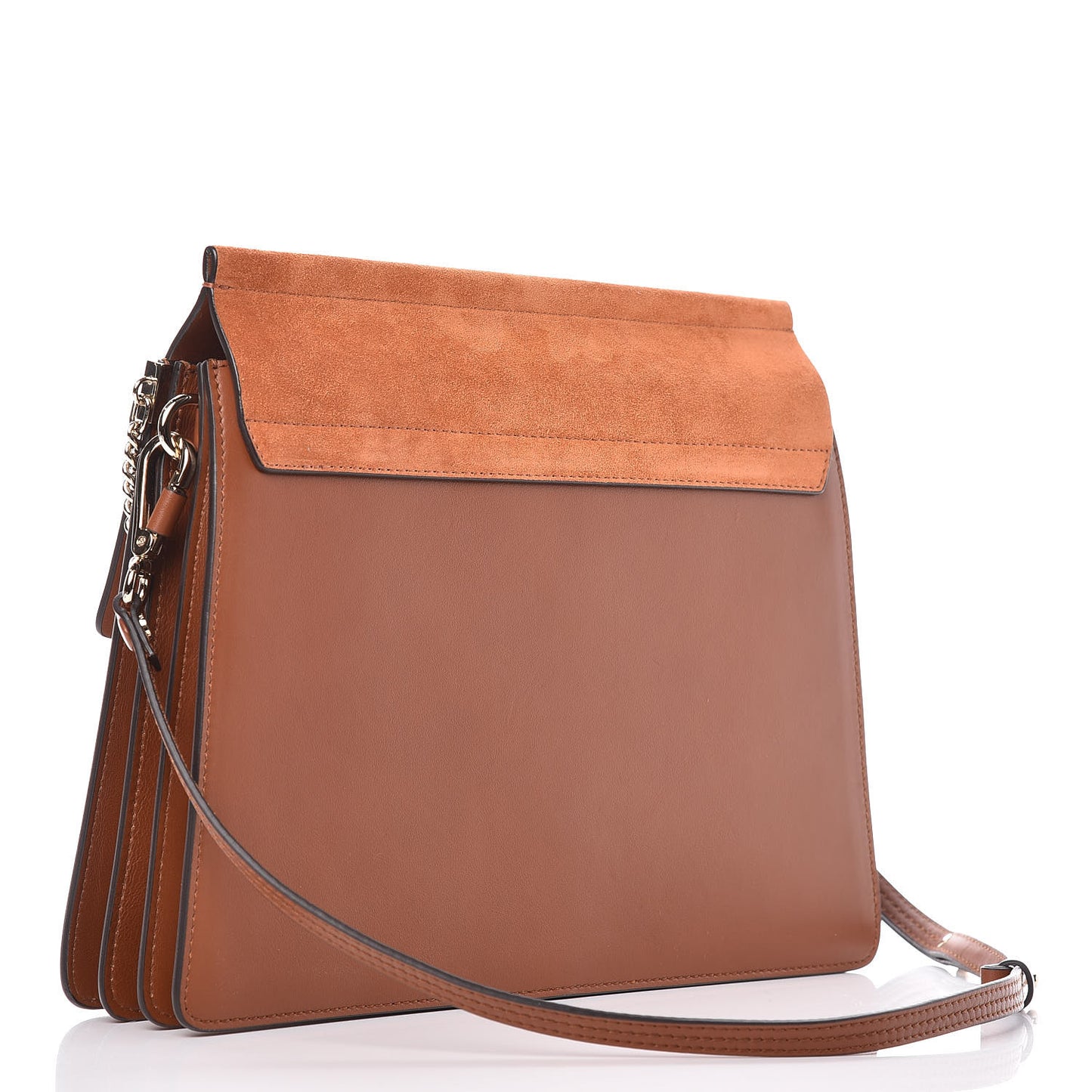 Suede Calfskin Medium Faye Shoulder Bag Tobacco