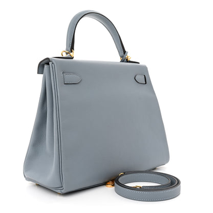 Hermes Evercolor Kelly Retourne 28 Bleu Lin 3 of 13