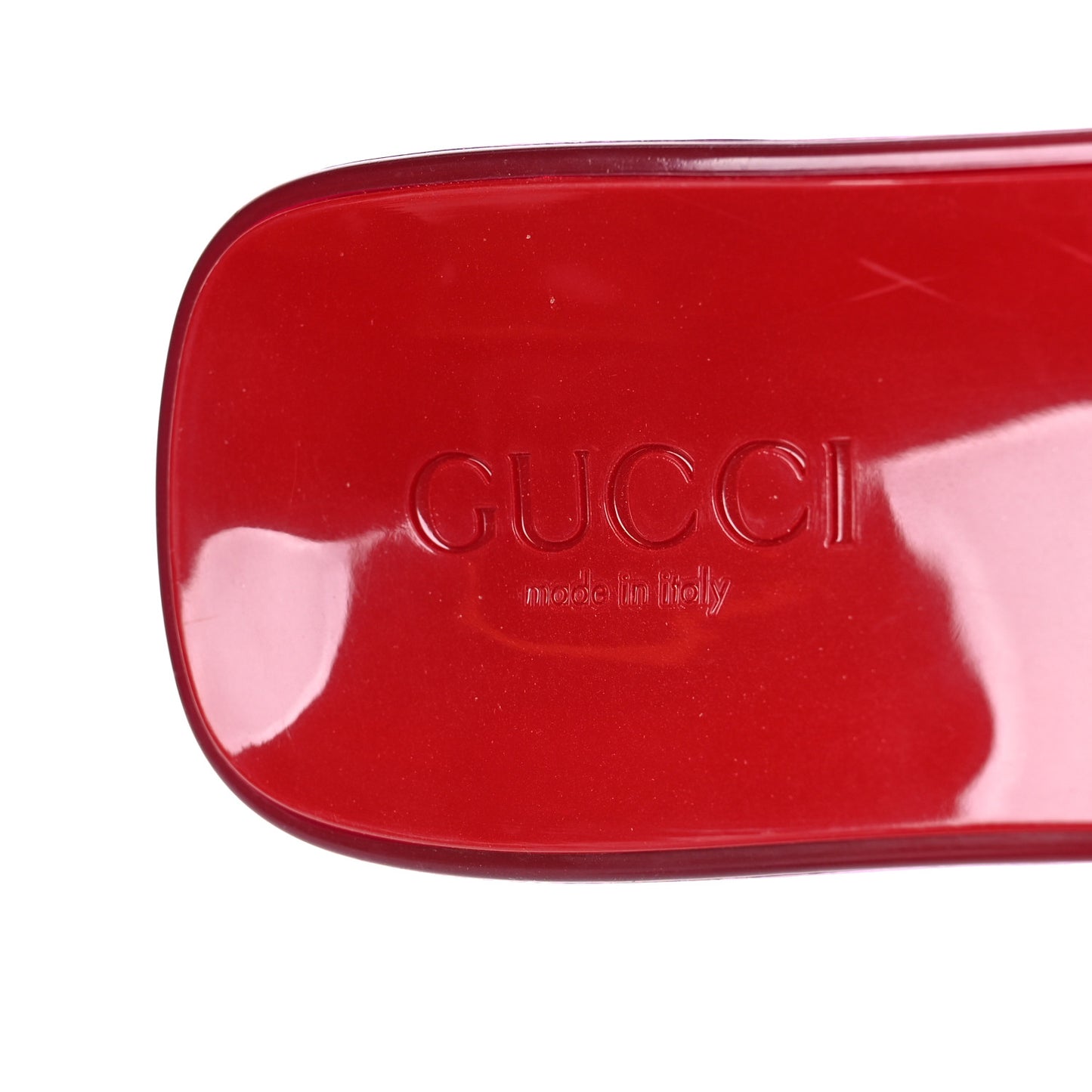 Rubber Gucci Logo Womens Platform 20/60mm Slide Sandals 39 Transparent Hibiscus Red