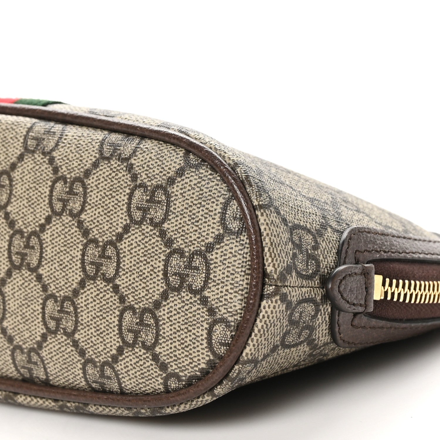 Gucci GG Supreme Monogram Textured Calfskin Web Large Ophidia Cosmetic Case Beige Ebony New Acero 10 of 11