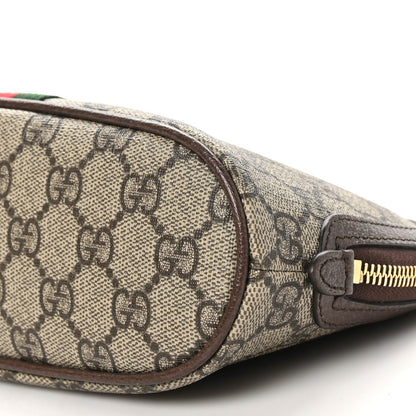 Gucci GG Supreme Monogram Textured Calfskin Web Large Ophidia Cosmetic Case Beige Ebony New Acero 10 of 11
