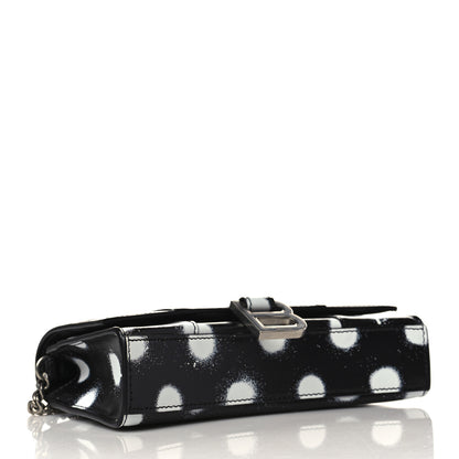 Balenciaga Shiny Box Calfskin Polka Dot Hourglass Chain Bag Black White 4 of 8