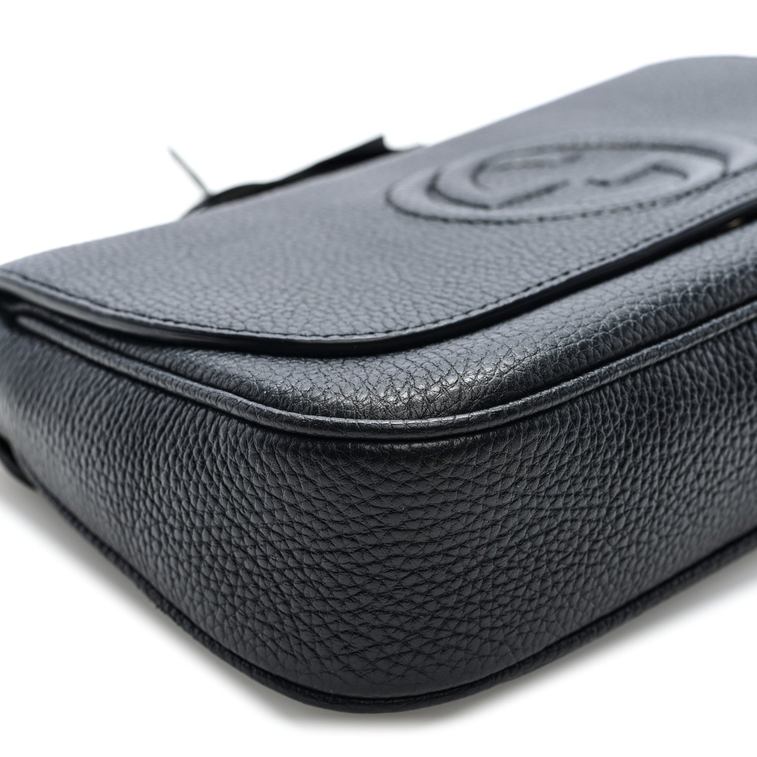 Gucci Pebbled Calfskin Medium Soho Flap Crossbody Black 9 of 10