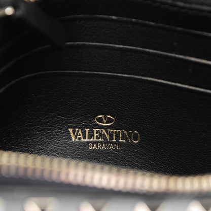 Valentino Garavani Calfskin Medium Rockstud Zip Around Wallet Black 6 of 8