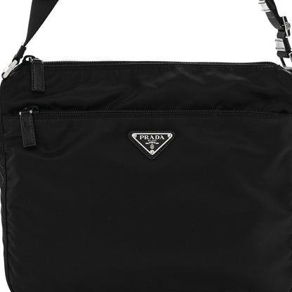 Prada Re-Nylon Vela Saffiano Pocket Double Zip Messenger Bag Black 7 of 9