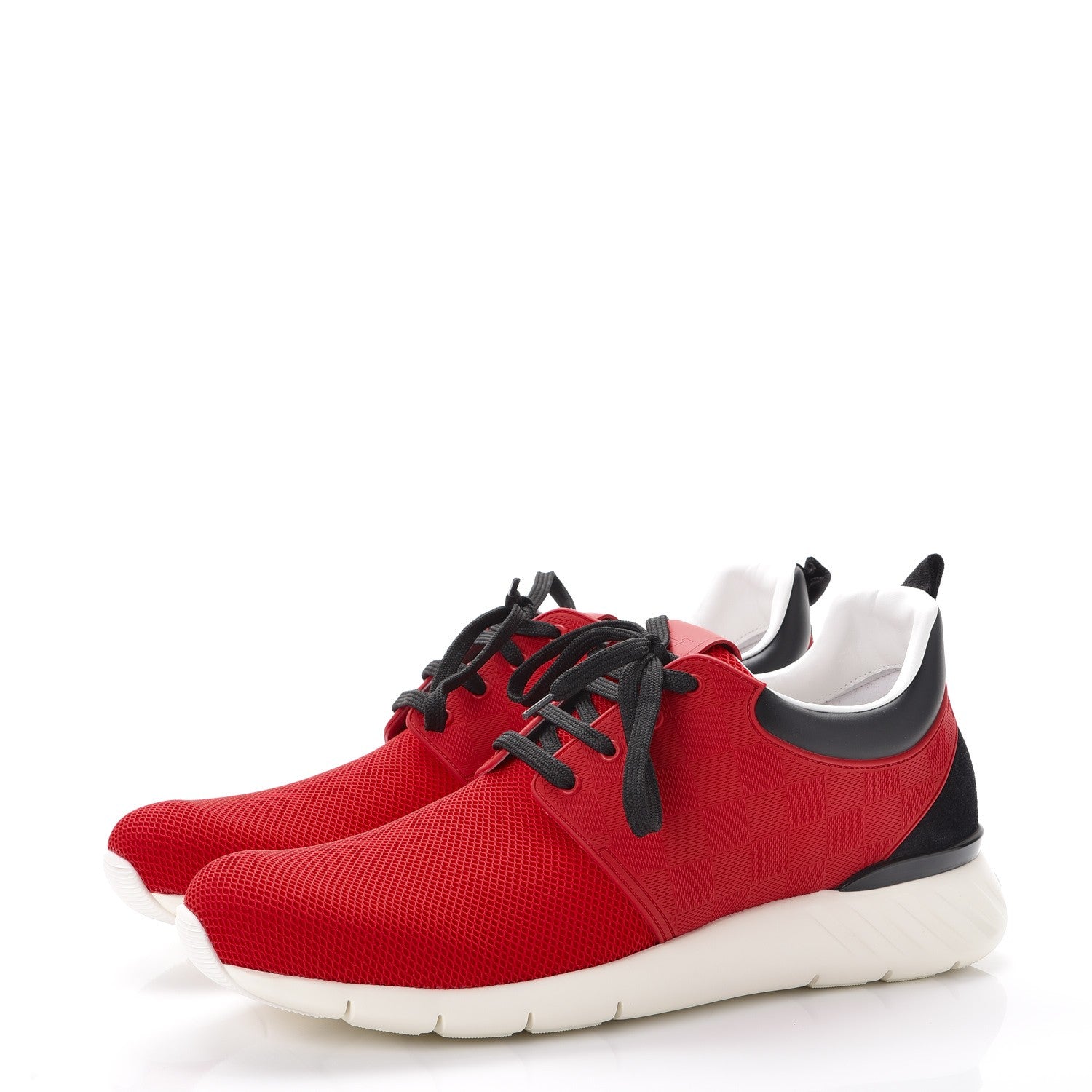 Louis Vuitton Rubber Mesh Suede Damier Fastlane Low Sneakers 9 Rouge 3 of 9