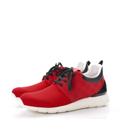 Louis Vuitton Rubber Mesh Suede Damier Fastlane Low Sneakers 9 Rouge 3 of 9