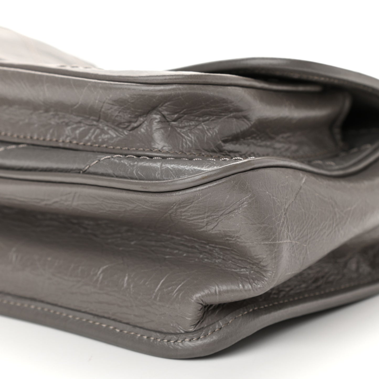 Crinkled Calfskin Matelasse Monogram Baby Niki Chain Satchel Storm