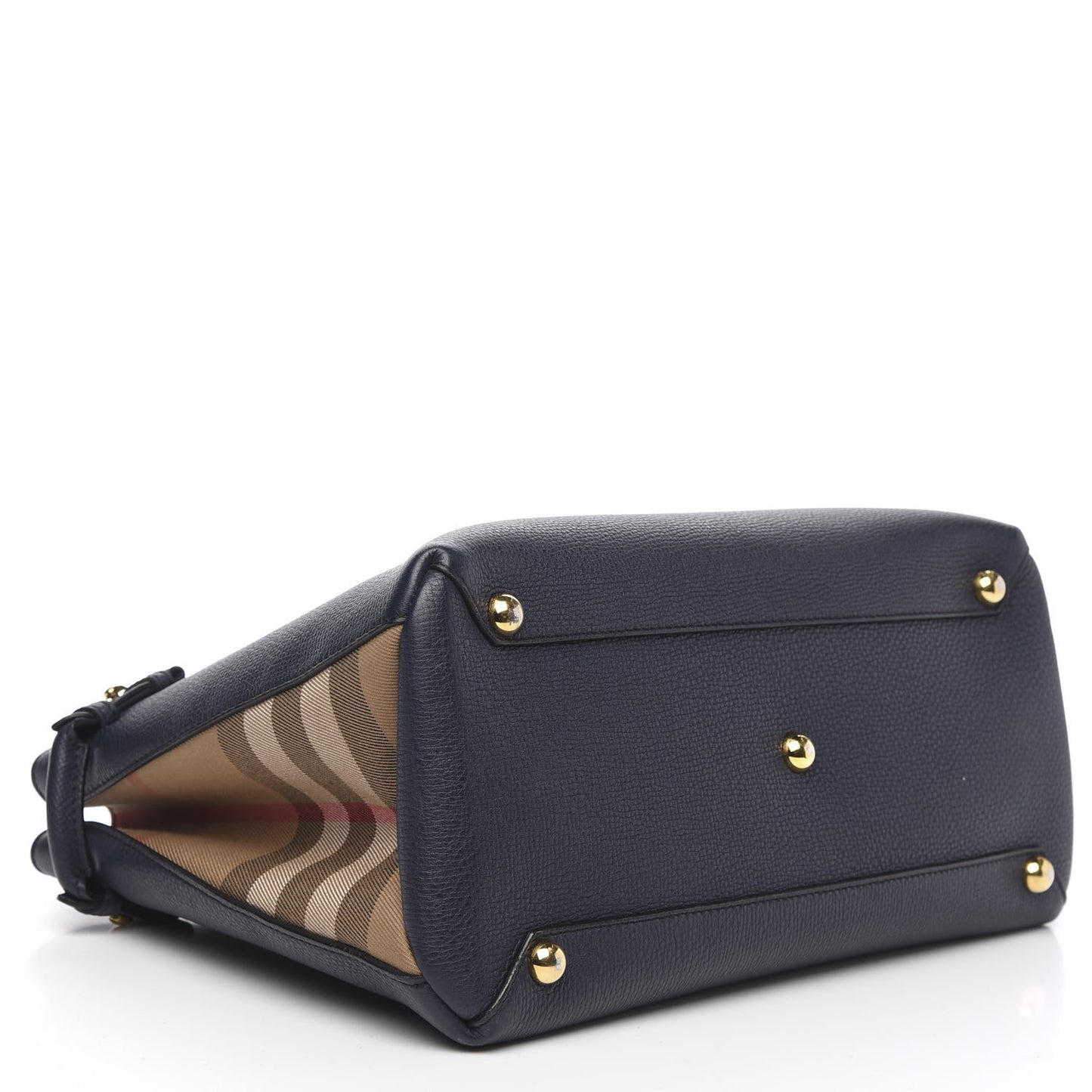 Calfskin House Check Medium Banner Tote Ink Blue