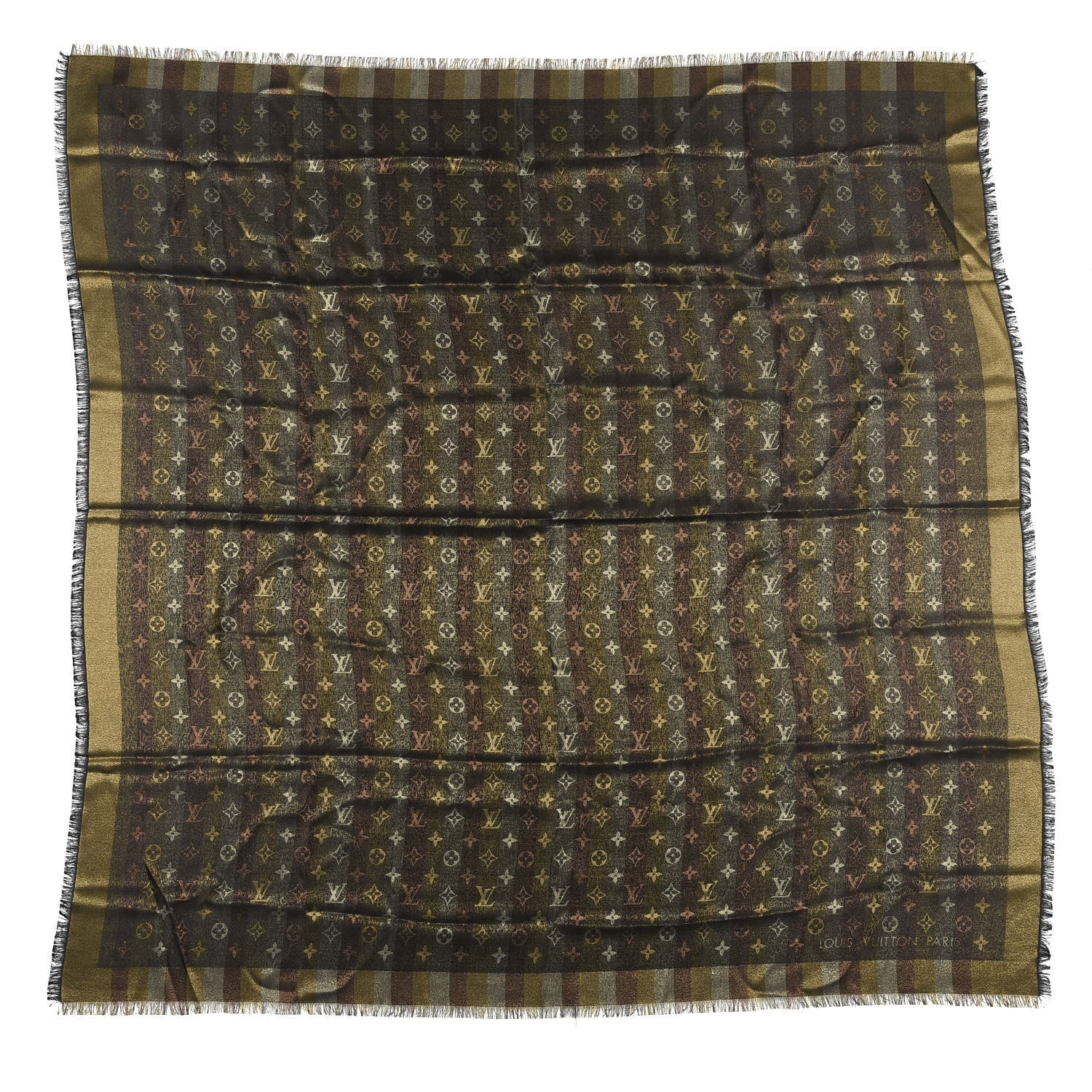 Louis Vuitton Silk Lurex Wool So Shine Monogram Shawl Black 1 of 3