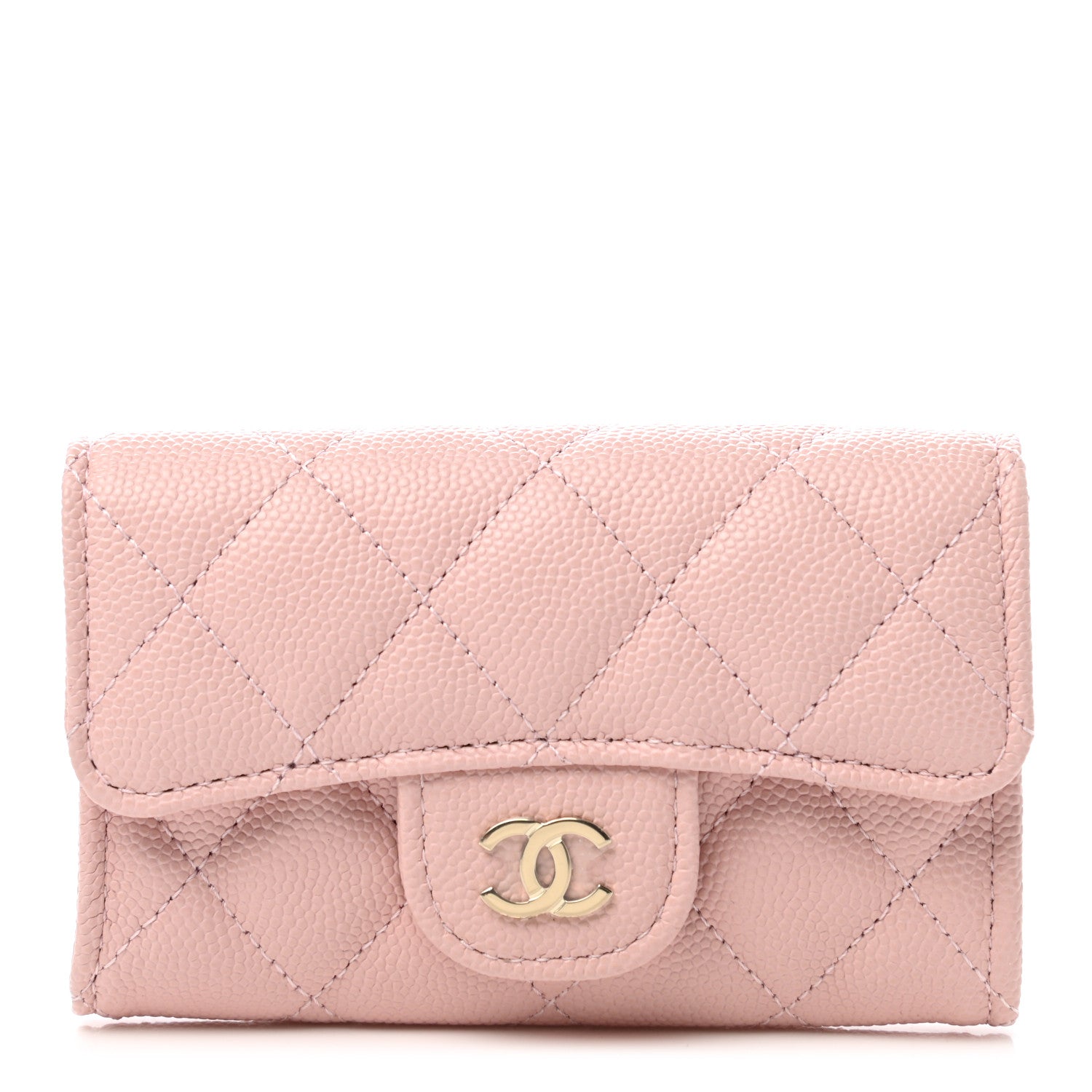 Chanel Caviar Quilted Flap Card Holder Wallet Light Pink 1 of 9