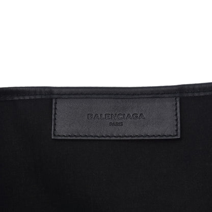 Balenciaga Cotton Canvas Calfskin M Navy Cabas Natural Black 10 of 13
