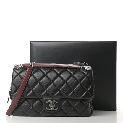 Chanel Aged Calfskin Tweed Jumbo New Portobello Flap Black 13 of 14