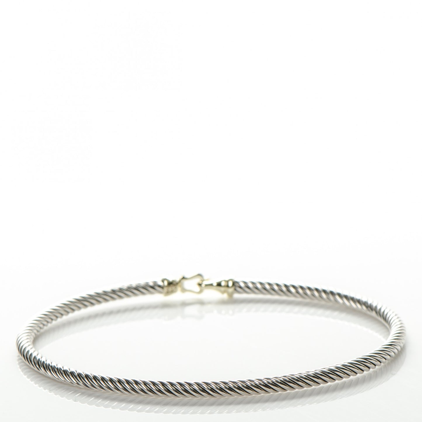 Sterling Silver 18K Yellow Gold 3mm Cable Buckle Bracelet
