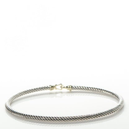 David Yurman Sterling Silver 18K Yellow Gold 3mm Cable Buckle Bracelet 3 of 4