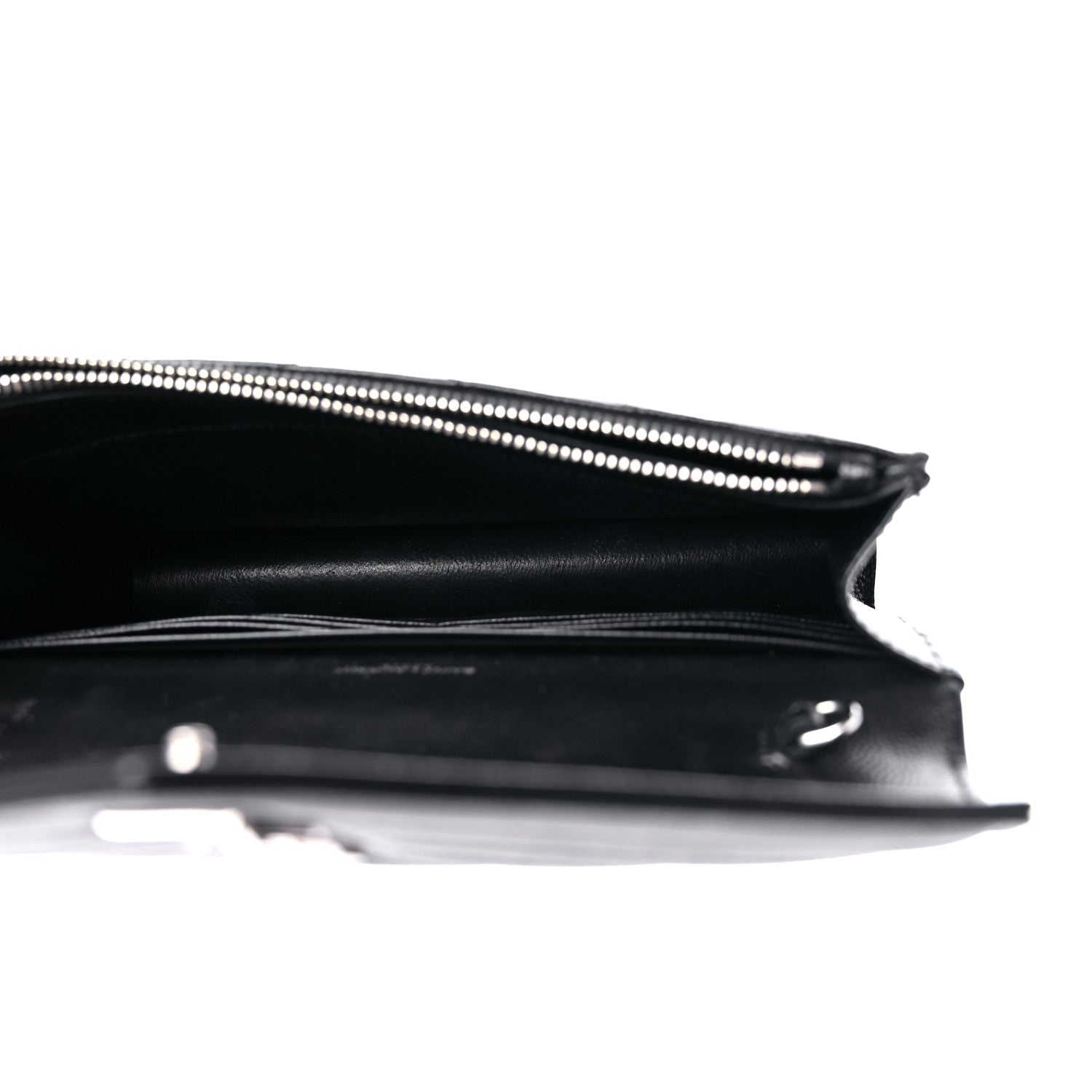 Saint Laurent Grain De Poudre Matelasse Chevron Monogram Envelope Chain Wallet Black 5 of 11