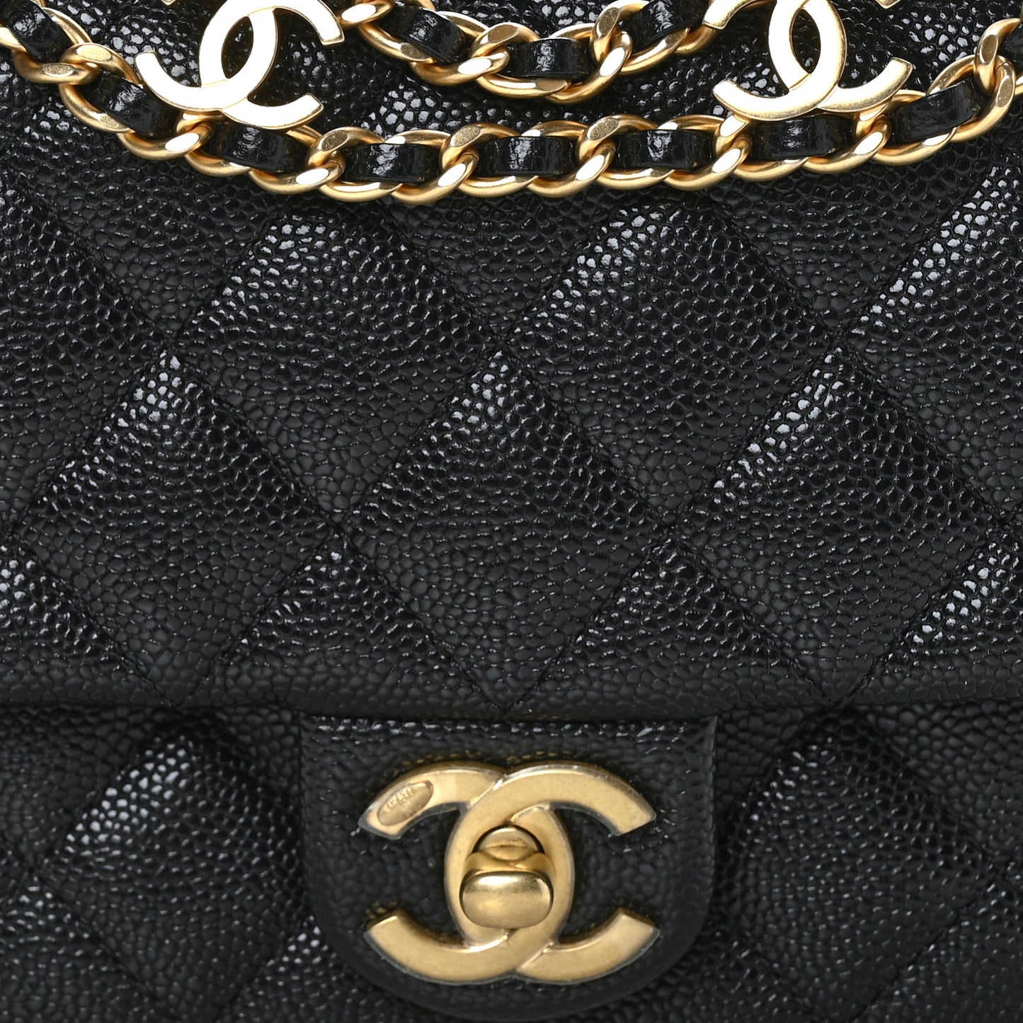 Shiny Caviar Pick Me Up Flap Belt Bag Black