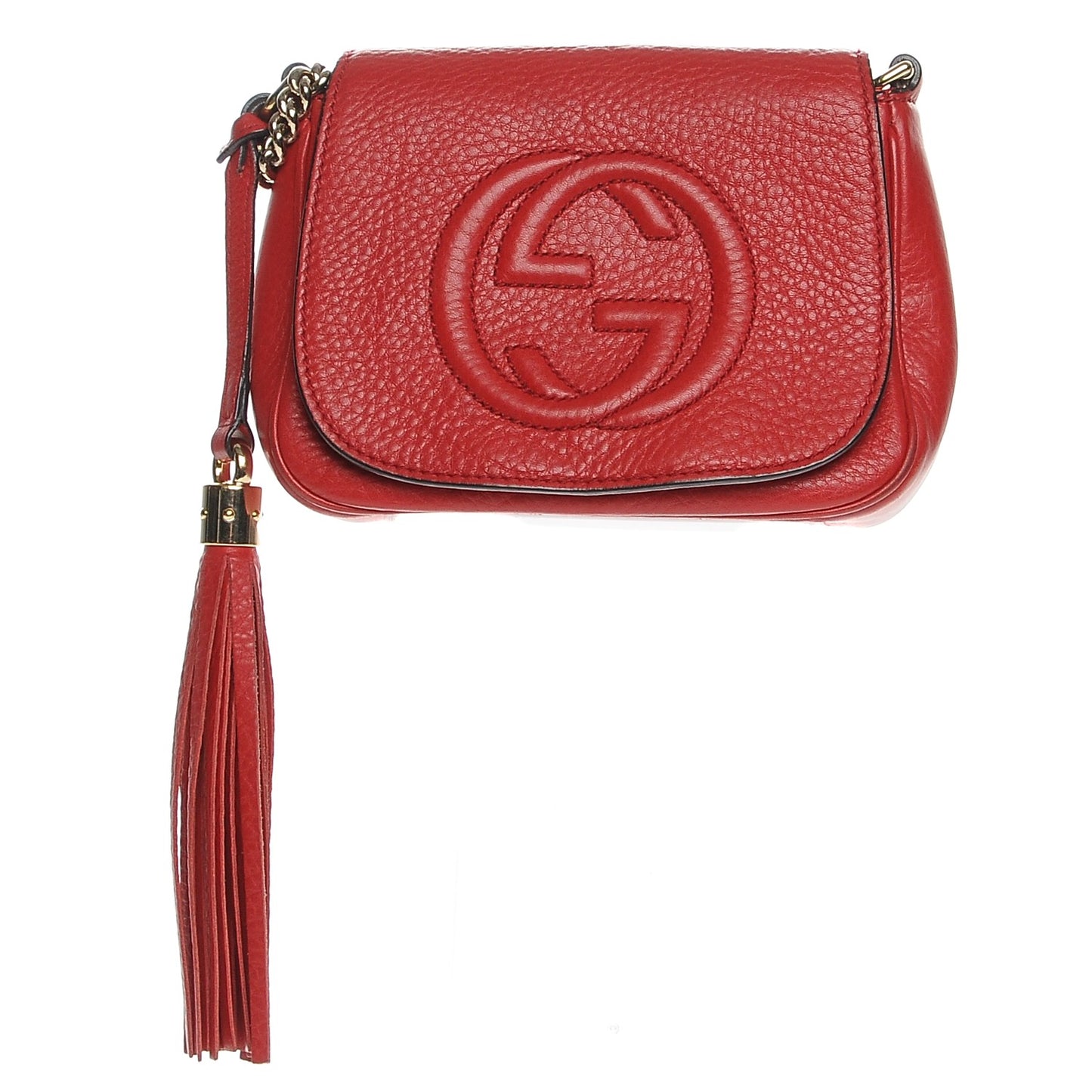 Pebbled Calfskin Small Soho Flap Crossbody Red