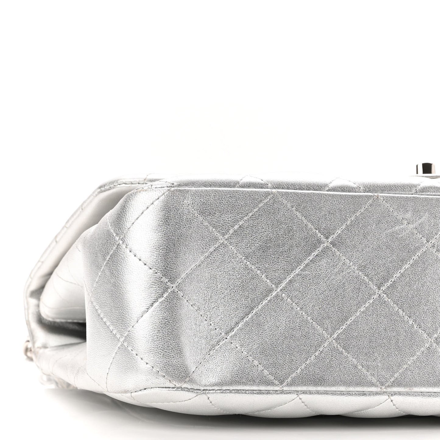 Metallic Lambskin Quilted Jumbo Single Flap Silver