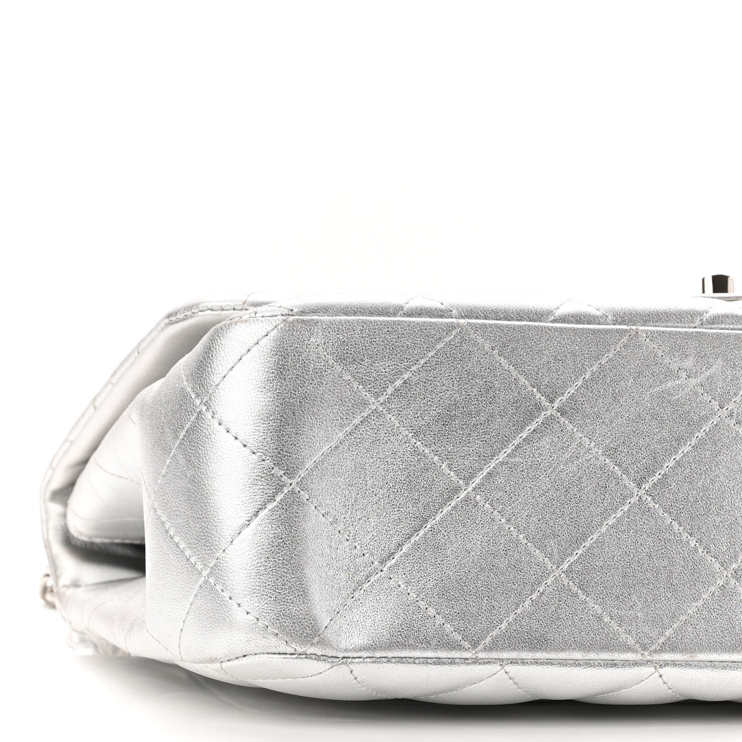 Chanel Metallic Lambskin Quilted Jumbo Single Flap Silver 10 of 10