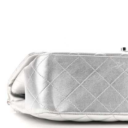 Chanel Metallic Lambskin Quilted Jumbo Single Flap Silver 10 of 10