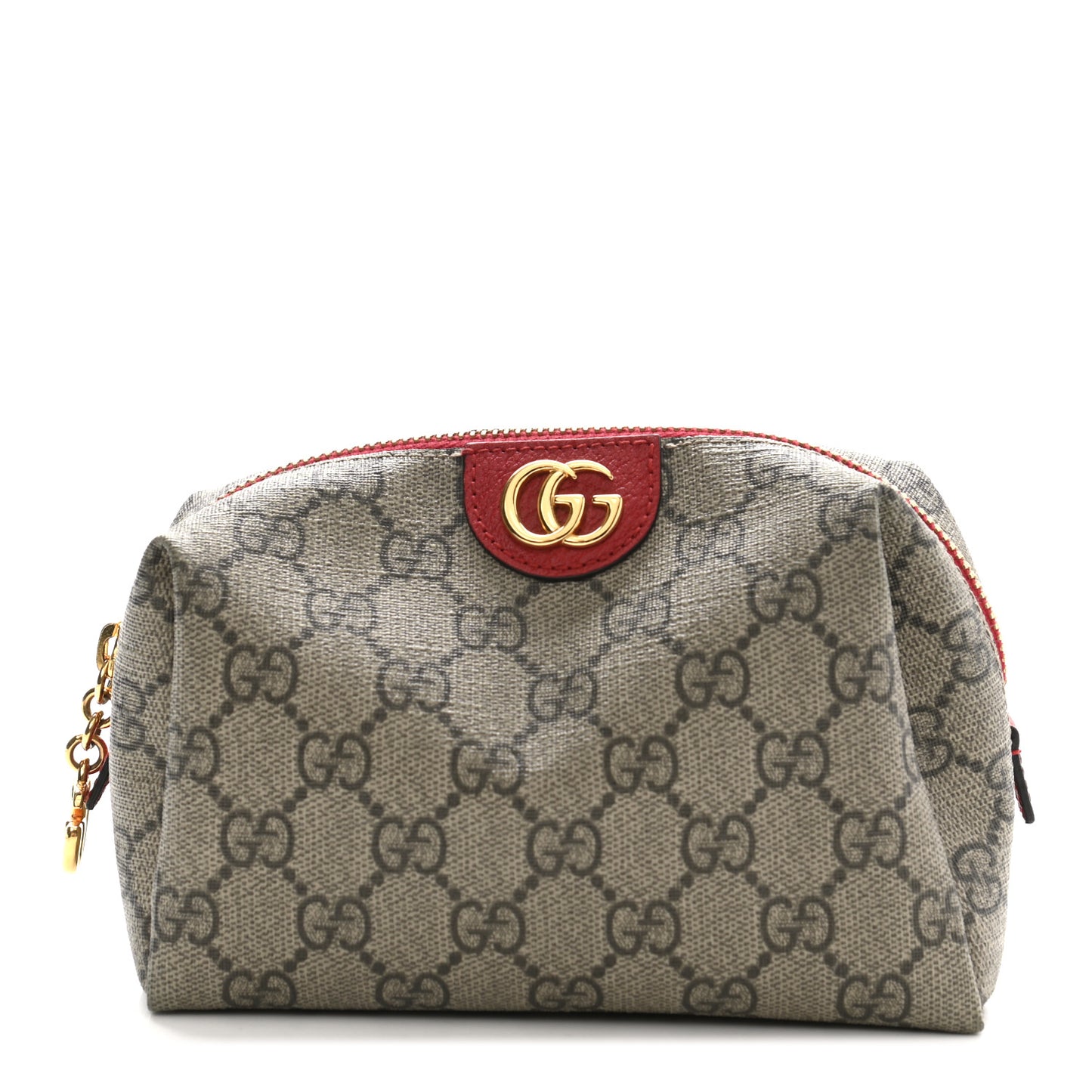 Soft GG Supreme Monogram Calfskin Medium Ophidia Cosmetic Case Beige Ebony Hibiscus Red